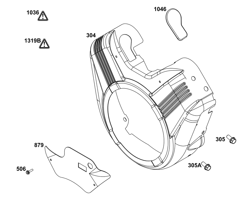 Blower Housing Group Diagram and Parts List for 305446-0639-F1  Briggs and Stratton Engine